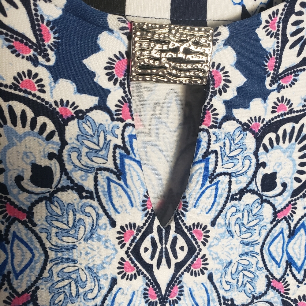 Melissa Paige Long Sleeve Paisley Print Striped Dress - Picture 5 of 10